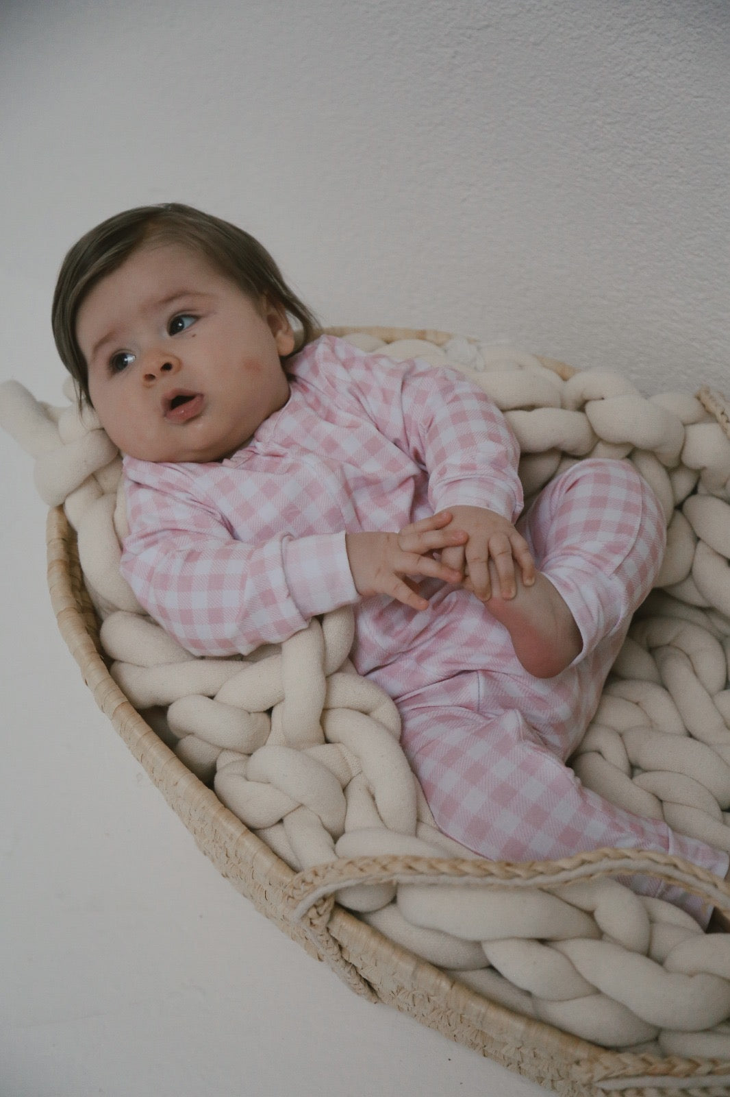 Plaid pink romper