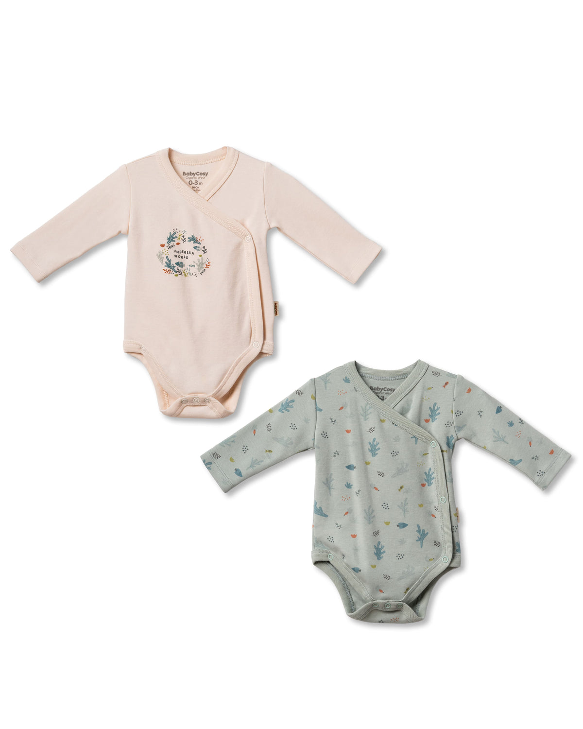 2 Pcs double breasted long sleeves bodysuits