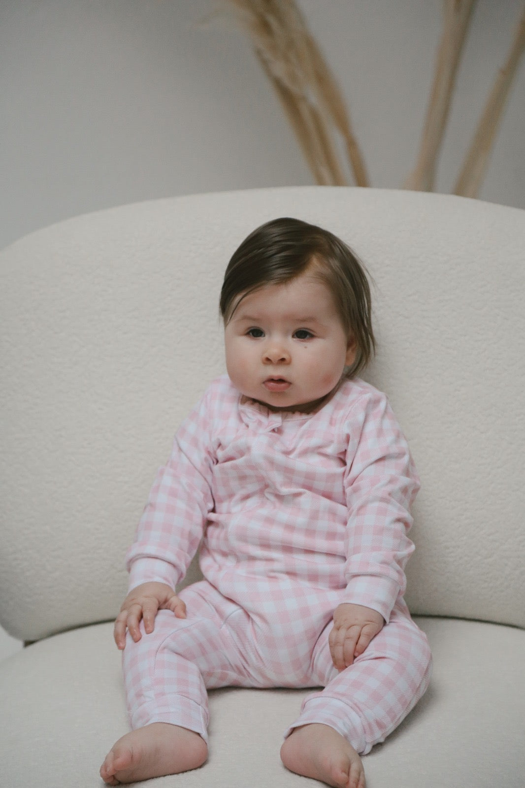 Plaid pink romper
