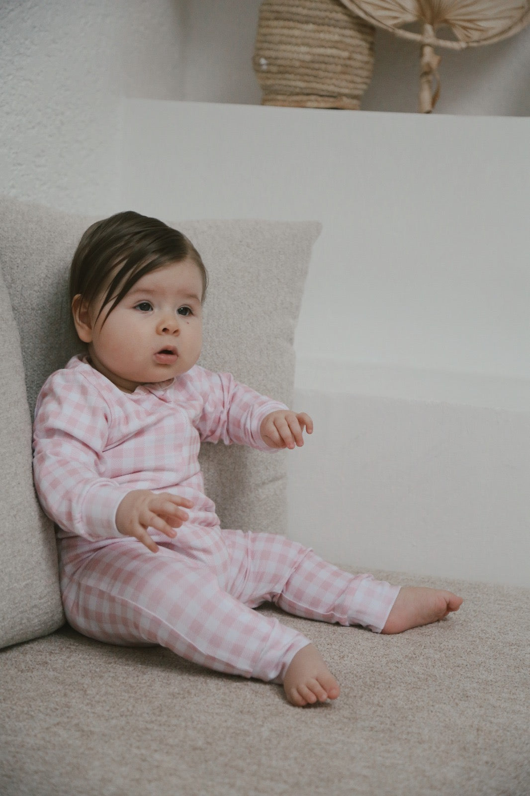 Plaid pink romper