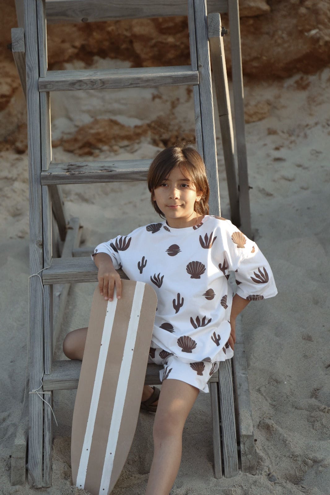 Cactus-Seashell unisex patterned short set