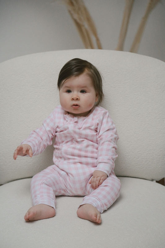 Plaid pink romper
