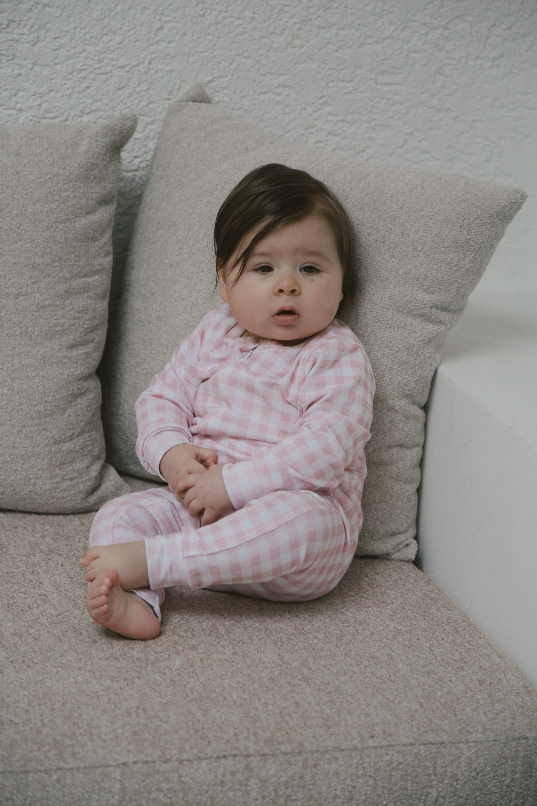 Plaid pink romper