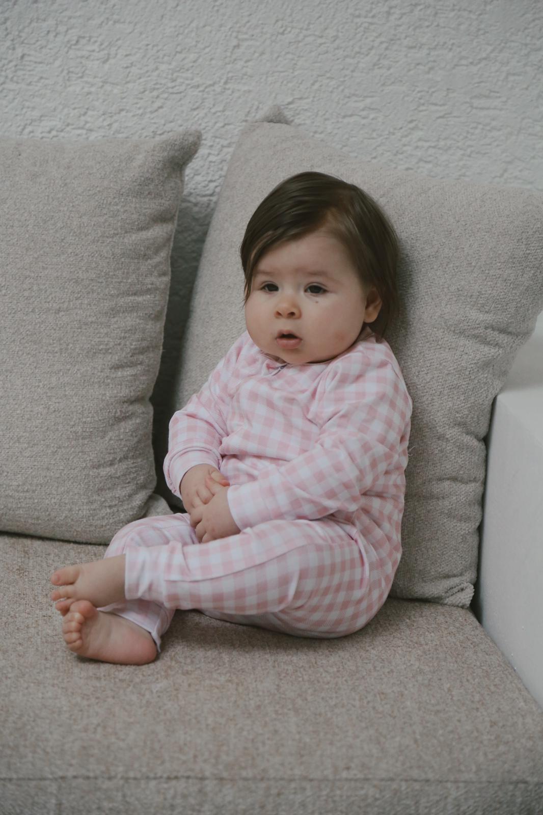 Plaid pink romper