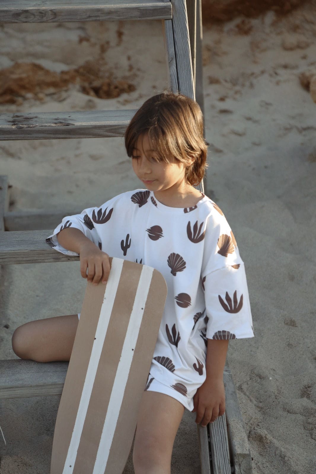 Cactus-Seashell unisex patterned short set