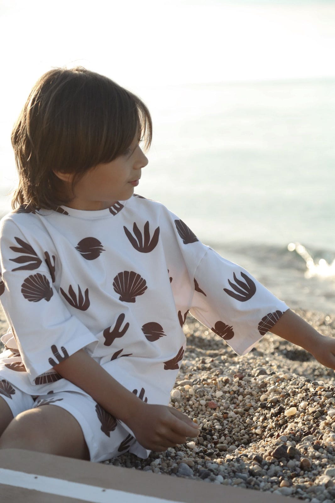 Cactus-Seashell unisex patterned short set