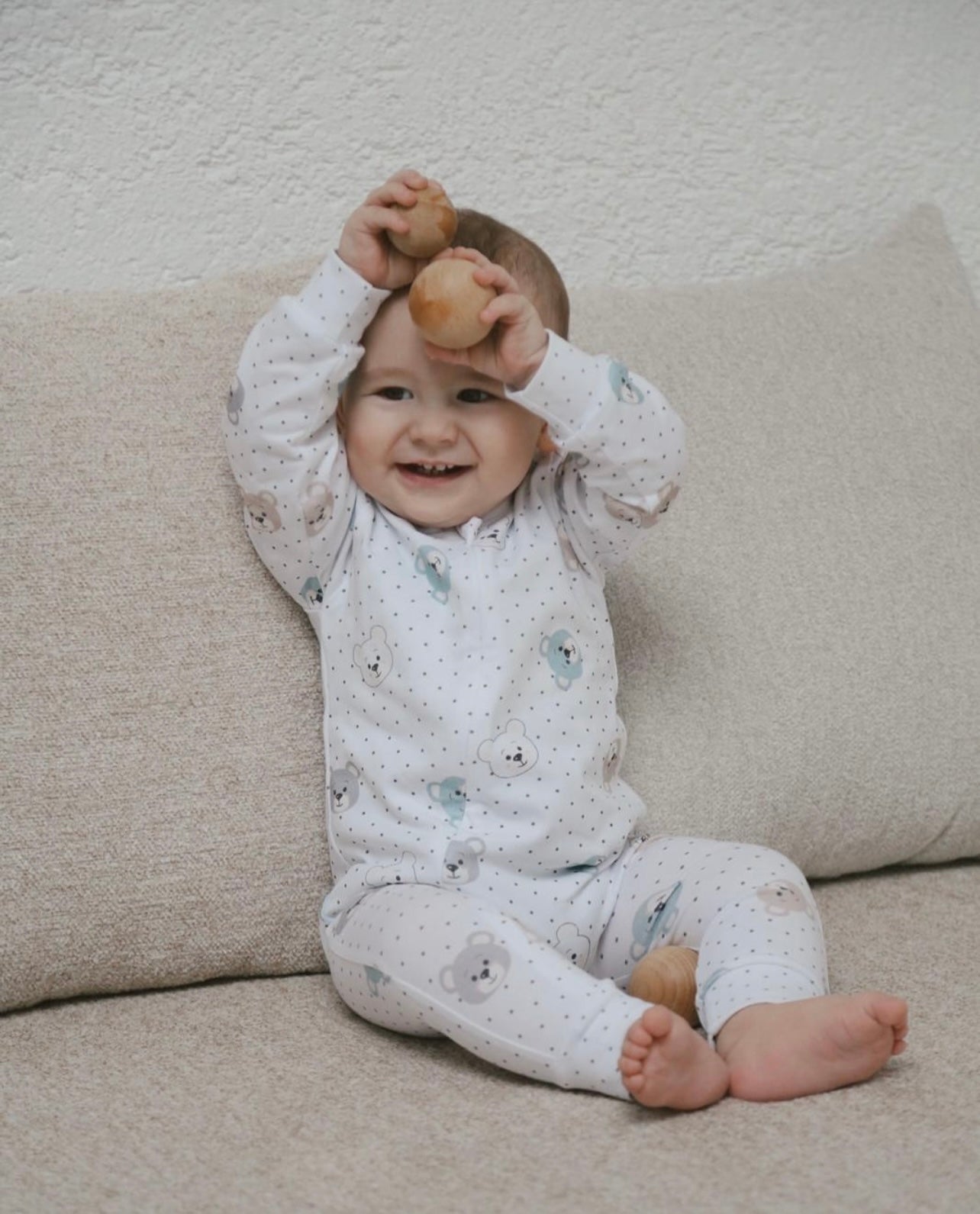 Blue teddy romper