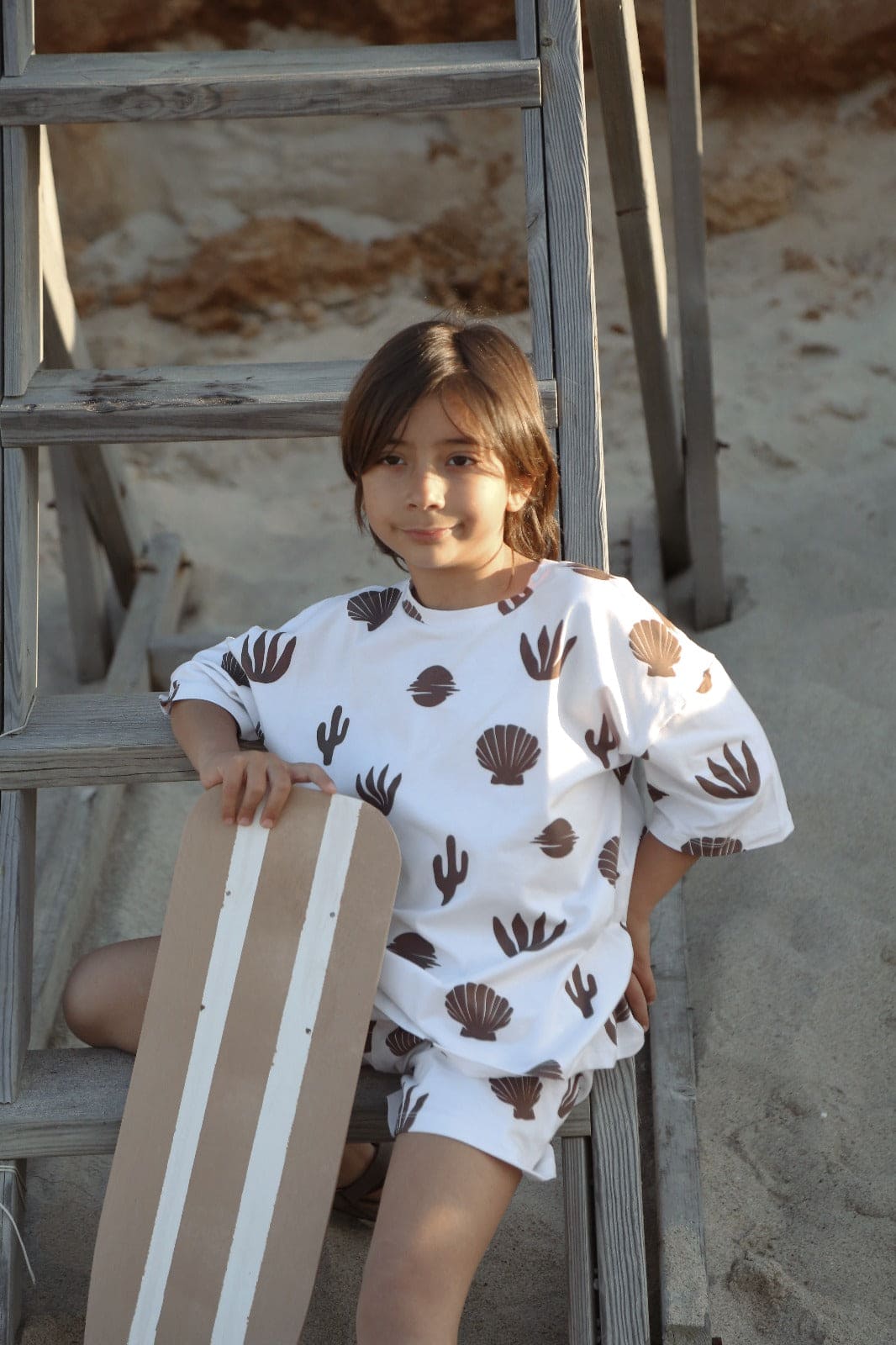 Cactus-Seashell unisex patterned short set