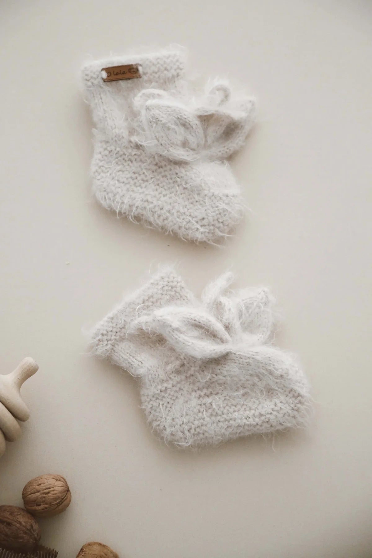 Rabbit with ears knit booties baby