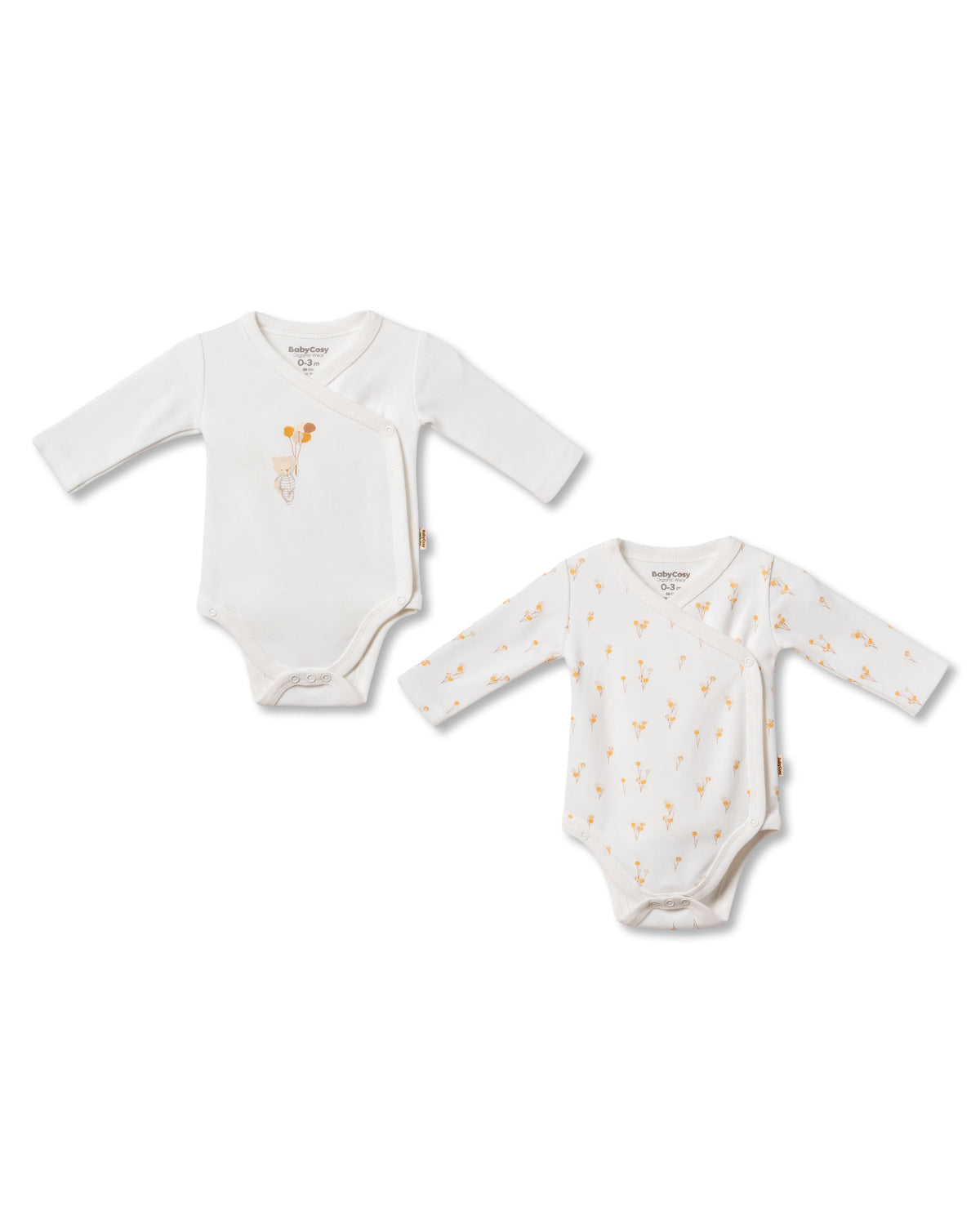 2 Pcs double breasted long sleeves bodysuits