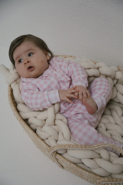 Plaid pink romper