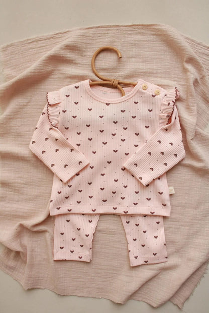 Heart printed fancy girls bottom top set