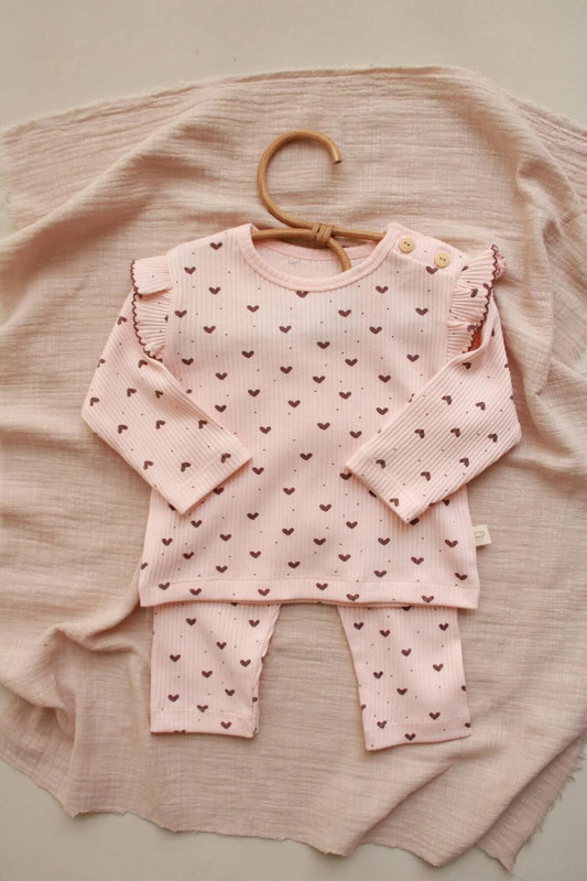 Heart printed fancy girls bottom top set