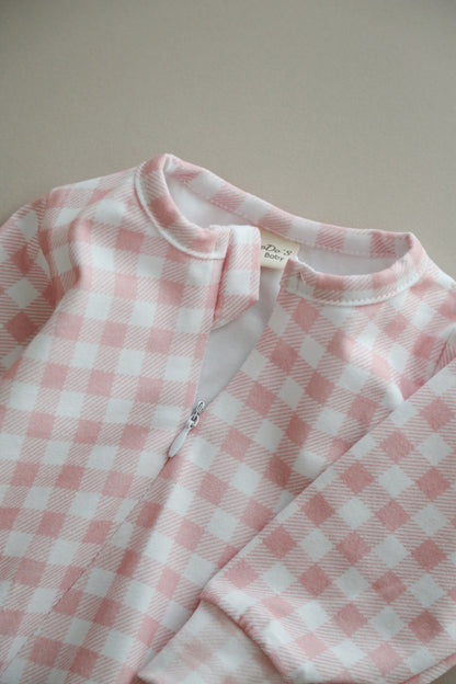 Plaid pink romper