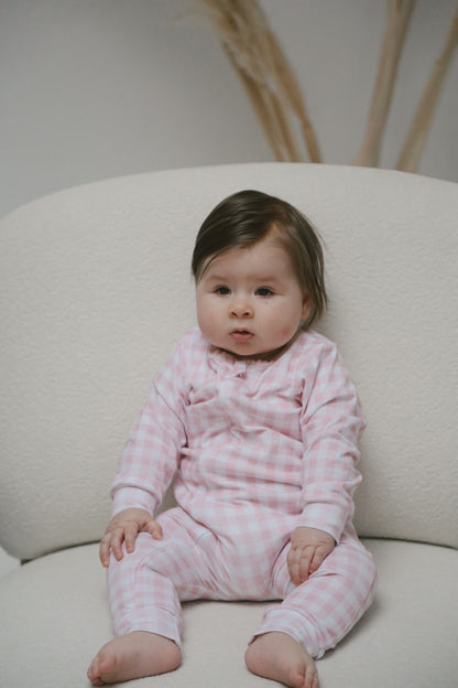 Plaid pink romper