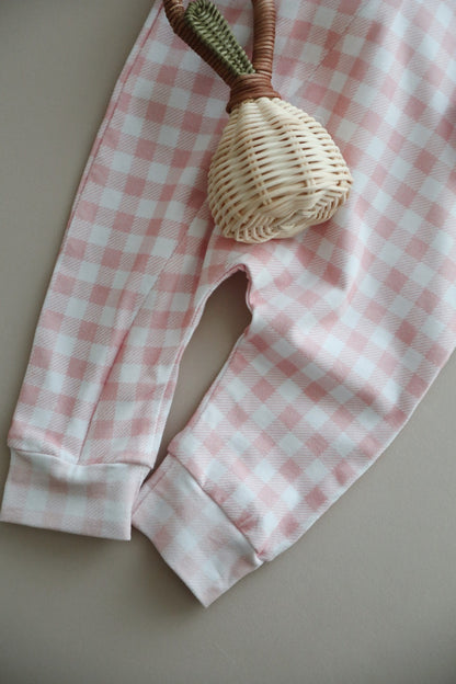Plaid pink romper