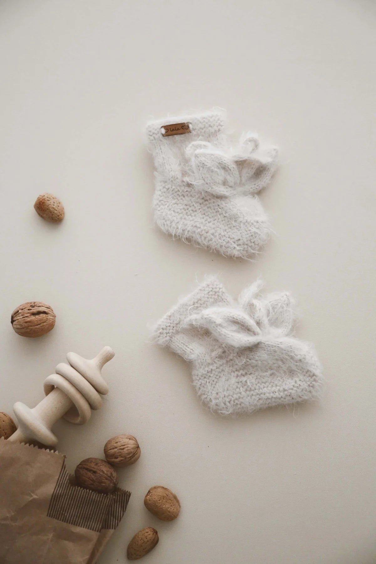 Rabbit with ears knit booties baby