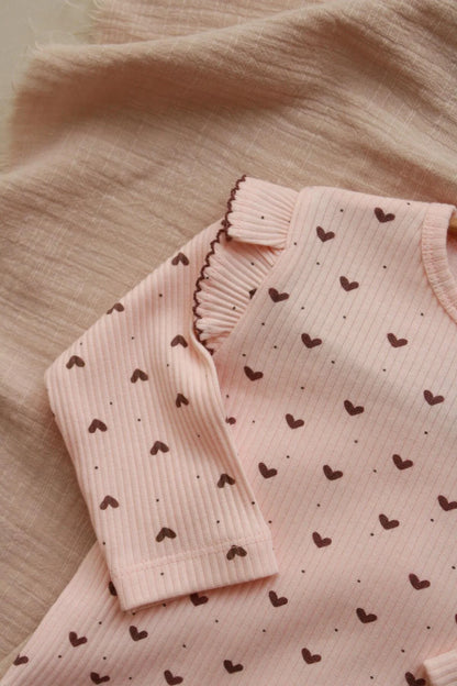 Heart printed fancy girls bottom top set