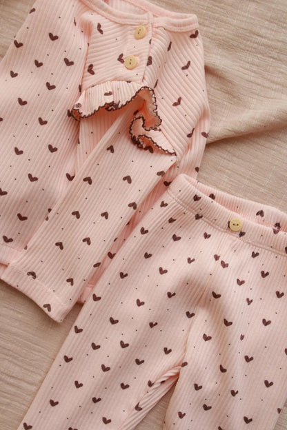 Heart printed fancy girls bottom top set