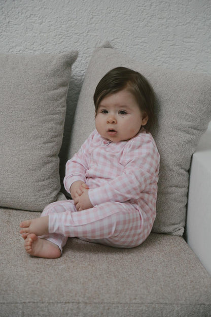 Plaid pink romper