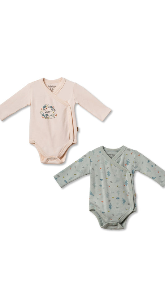 2 Pcs double breasted long sleeves bodysuits