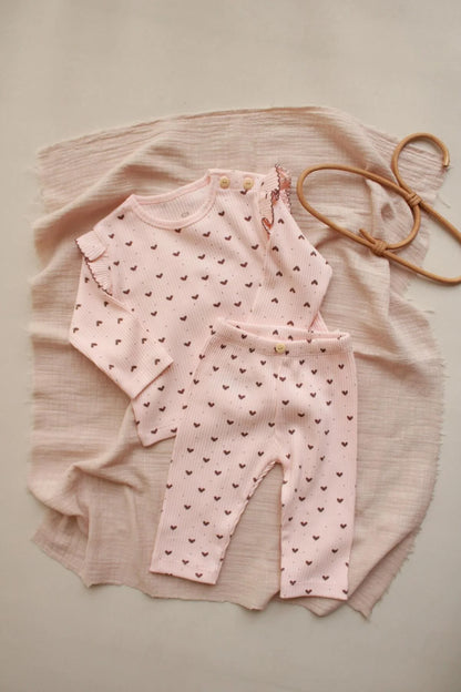Heart printed fancy girls bottom top set