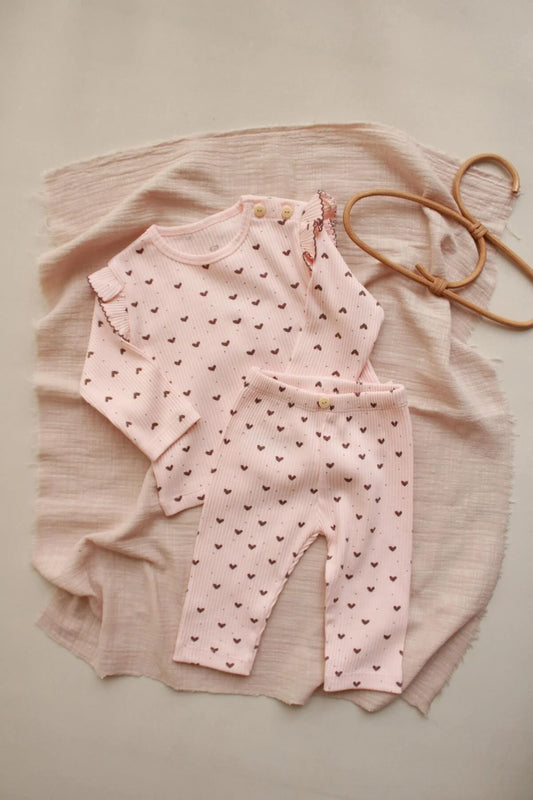 Heart printed fancy girls bottom top set