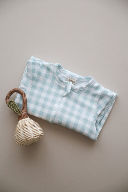 Plaid mint romper