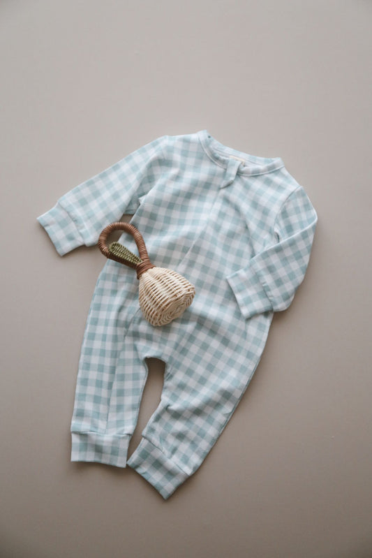 Plaid mint romper