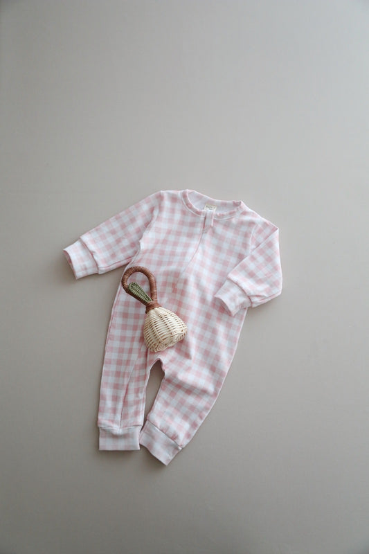 Plaid pink romper